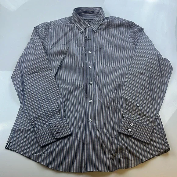 Black Brown 1826 Shirts | Black Brown 1826 Retors Deux Brins 80 Striped Button Down Shirt S120-7 | Color: Brown/Gray | Size: M | Goodsecondhand's